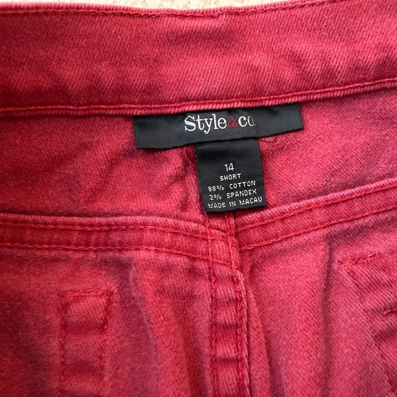 Style & Co. Burgundy Wide Barrel Leg Jeans 14 - Picture 3 of 5